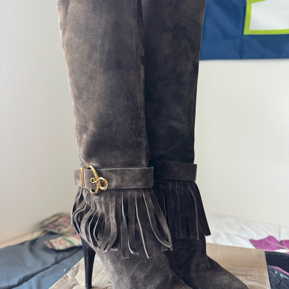 Louis Vuitton Suede tall fringe Boots 6.5
